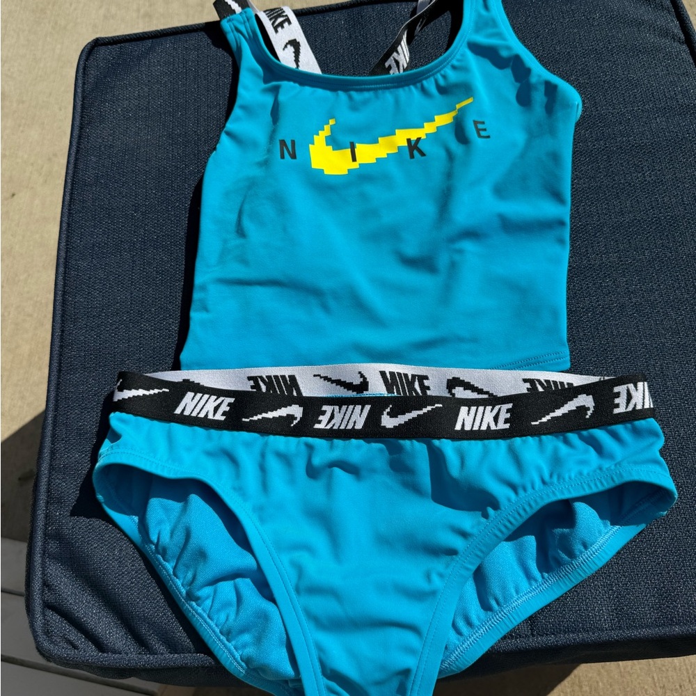 Nike Blue and Yellow One Piece Swimsuit